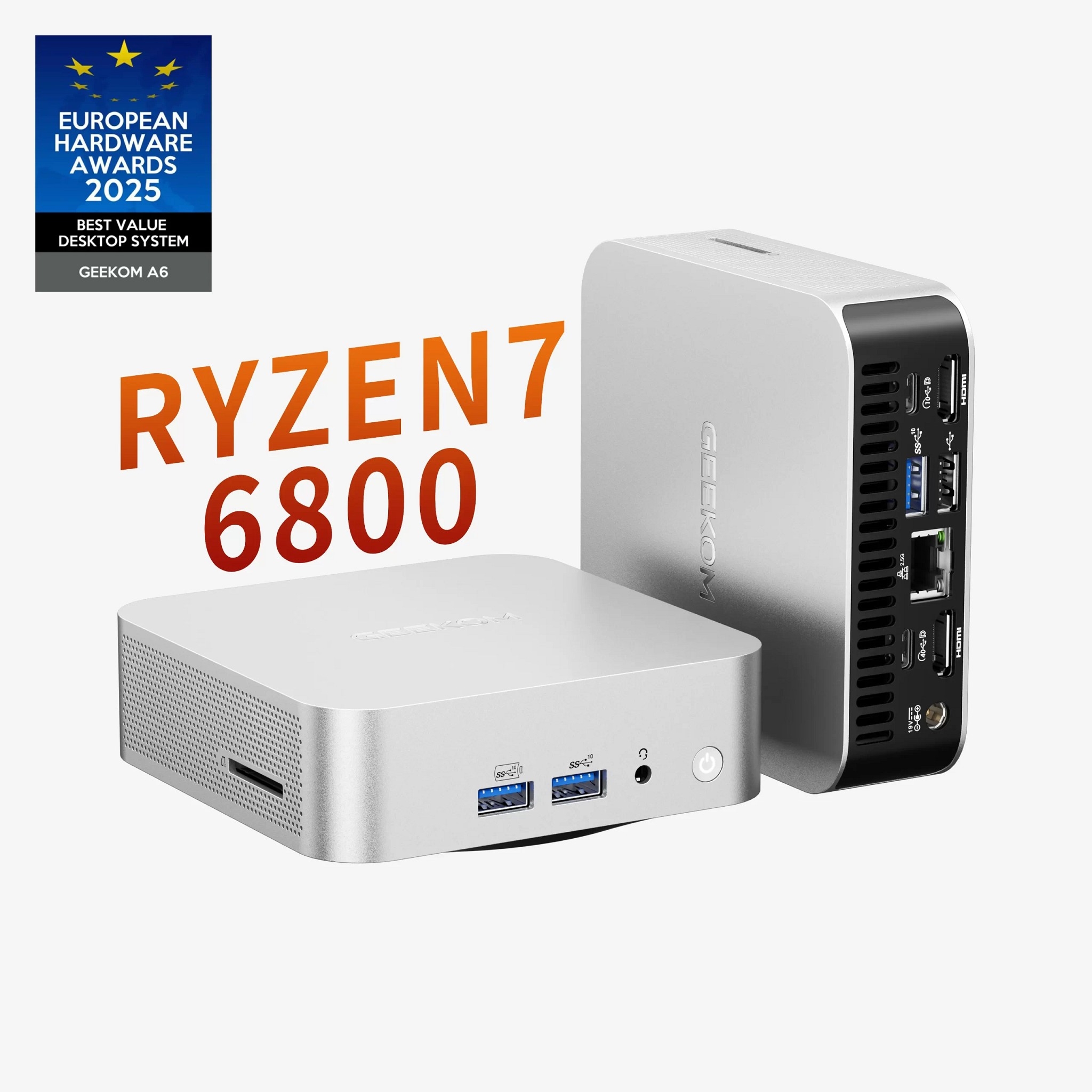 GEEKOM GMA6R76800 -16512-EU Мини ПК A6, GMA6R76800 -16512-EU, AMD Ryzen 7 6800, 16GB+512GB, WIN11 Pro