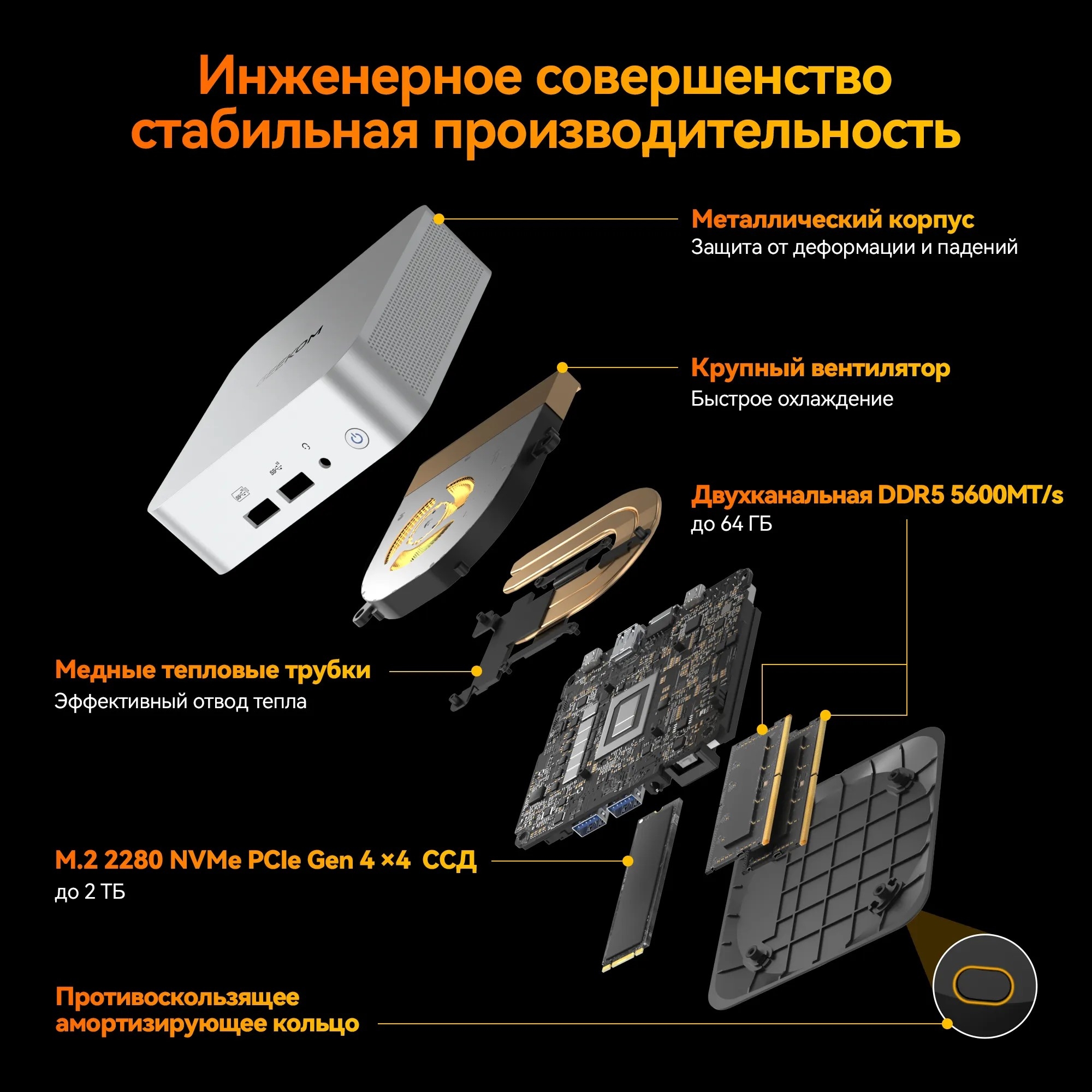 GEEKOM GMA8R98945HS -321-EU Мини ПК A8, GMA8R98945HS -321-EU, AMD Ryzen 7 8945HS, 32GB+1TB, WIN11 Pro