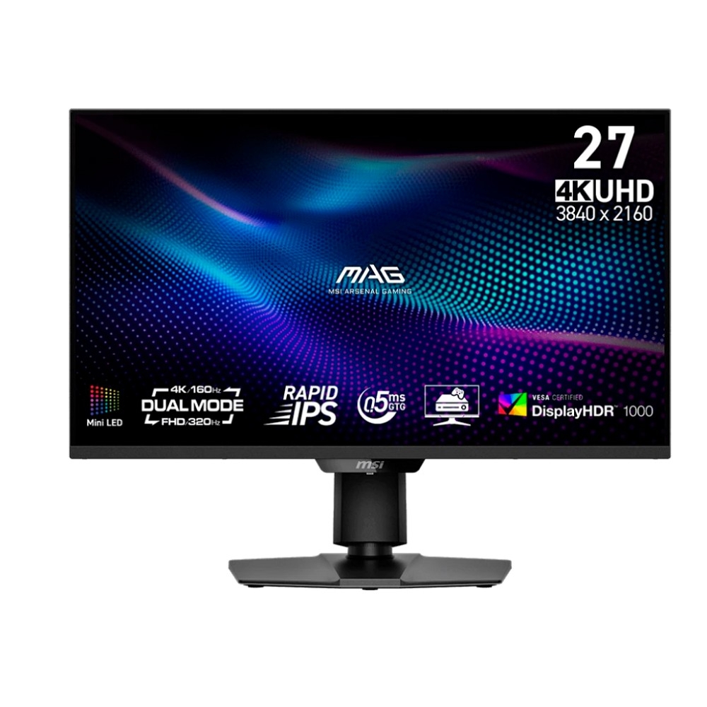 MSI MPG 27" 274UPDF E16M Black IPS Mini-LED 3840x2160/1920x1080 160Hz/320Hz 0.5ms 400cd 2xHDMI DisplayPort USB-C(15W) External HAS Pivot Vesa 9S6-3CF09H-029