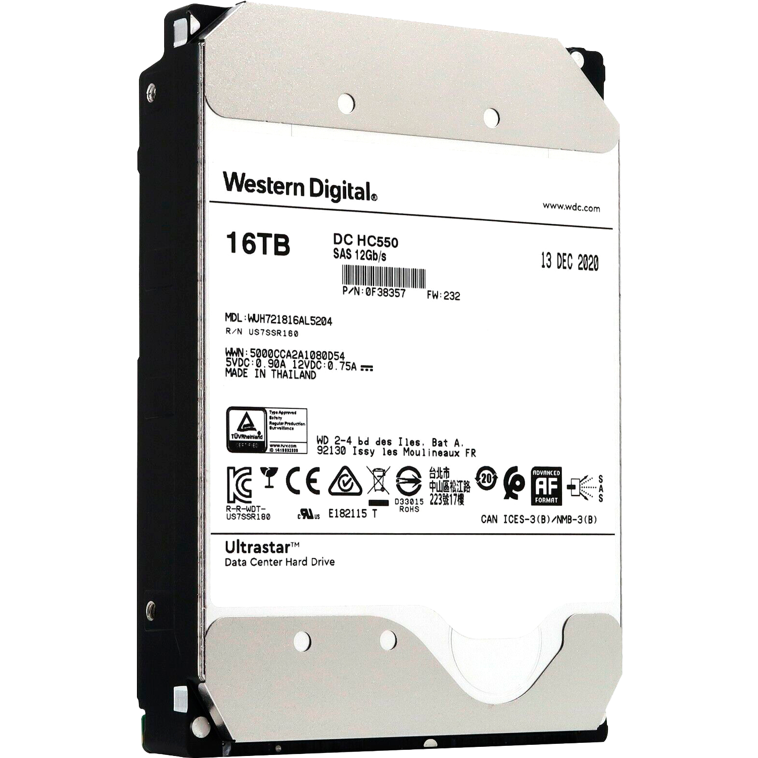 Жесткий диск WUH721816AL5204WD SAS Server 16Tb Ultrastar DC HC550 7200 12Gb/s 512MB 1 year ocs