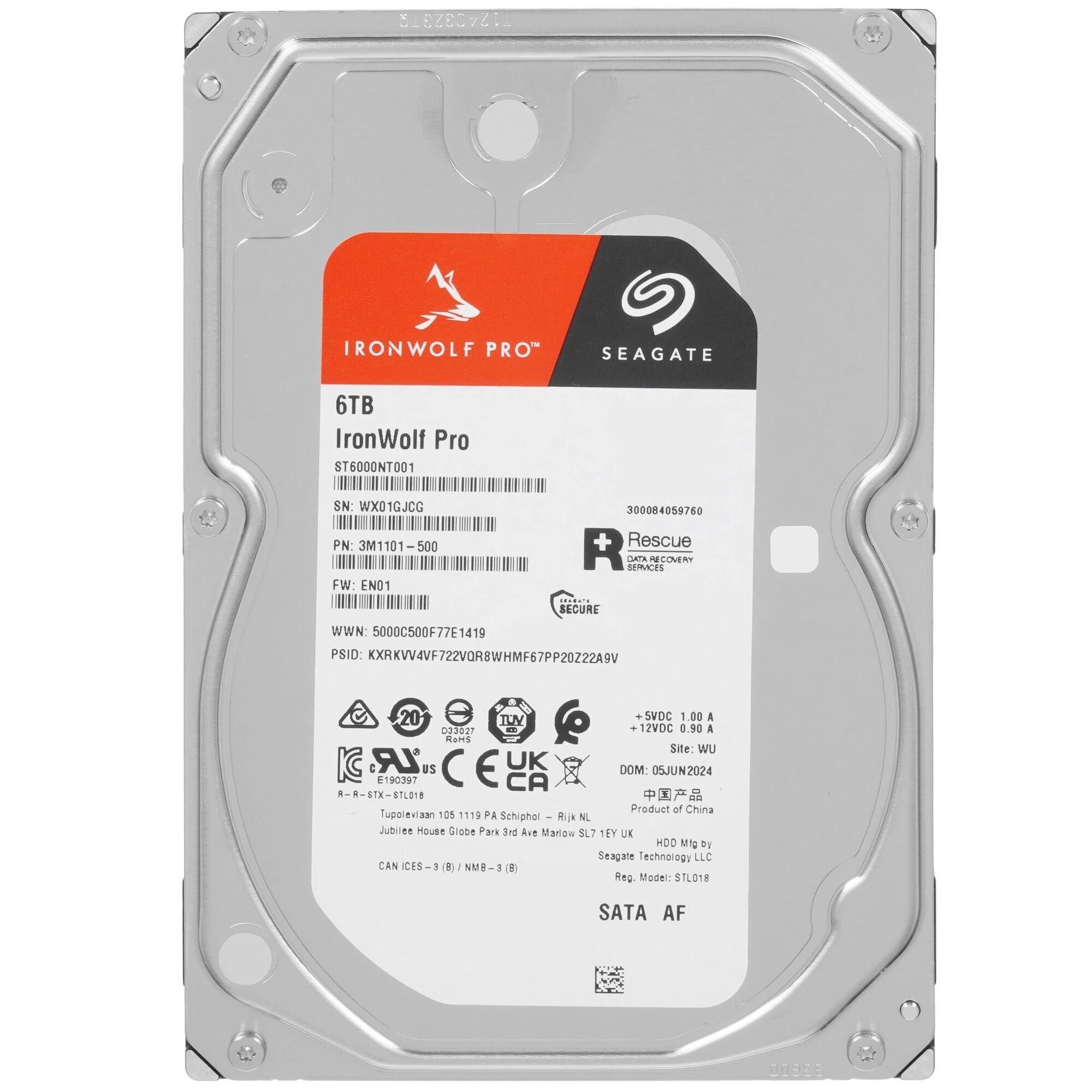 6TB Seagate Ironwolf Pro (ST6000NT001) SATA 6.0Gb/s, 7200 rpm, 256mb buffer, 3.5", для NAS