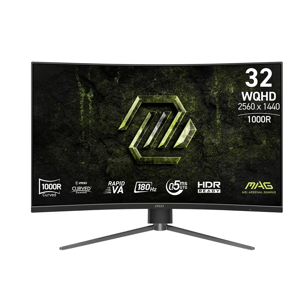 MSI MAG 31.5" 325CQPF E18 Black VA Curved 1000R 2560x1440 180Hz 0.5ms 300cd 16:9 2xHDMI DisplayPort Tilt Swiv HAS External Vesa 9S6-3DC14H-204