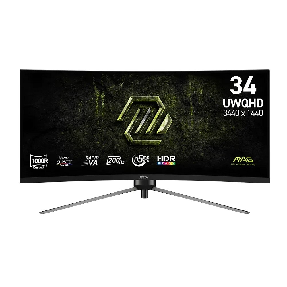 MSI MAG 34" 345CQRF E20 Black VA 3440x1440 Curved 1000R 200Hz 0.5ms 21:9 300cd 2xHDMI DisplayPort Tilt Swiv HAS Pivot External Vesa 9S6-3DD14H-042