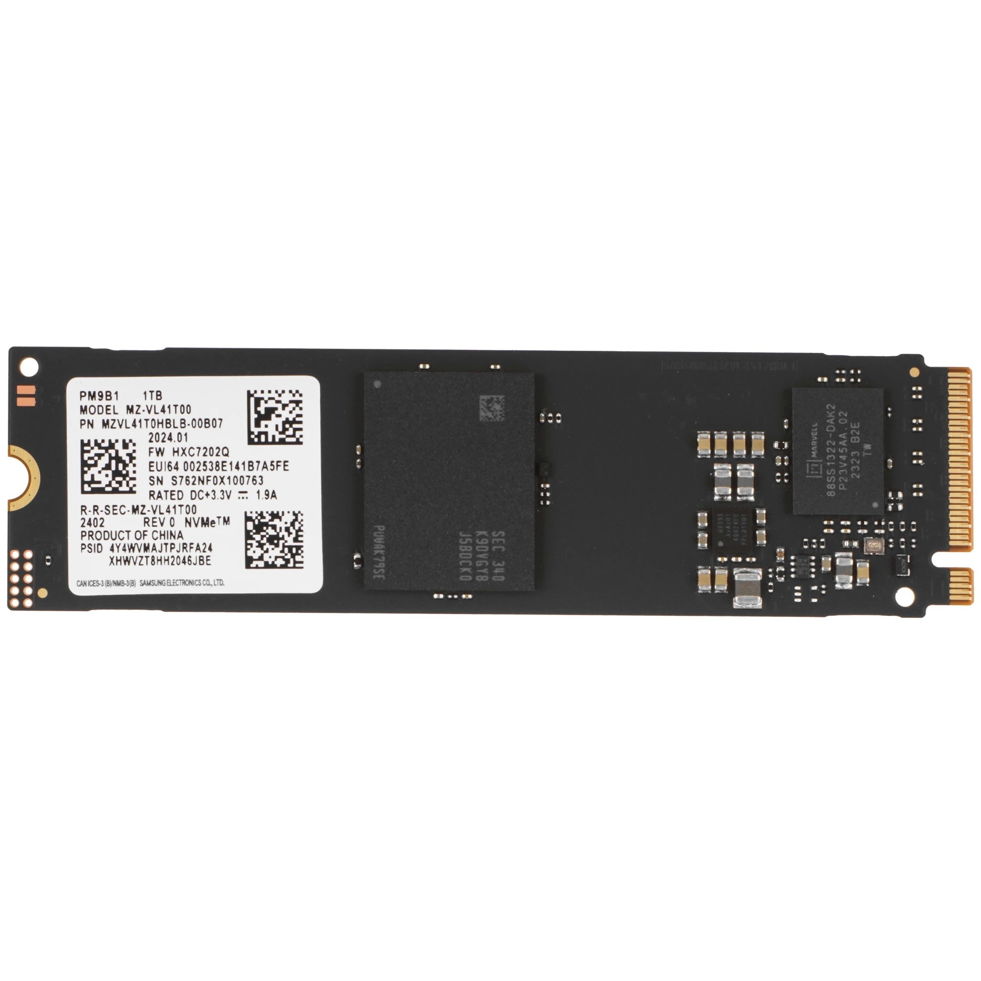 Samsung SSD 1TB, M.2-2280 PM9C1b PCIe4x4 SED, MZVL81T0HFLB-00B07