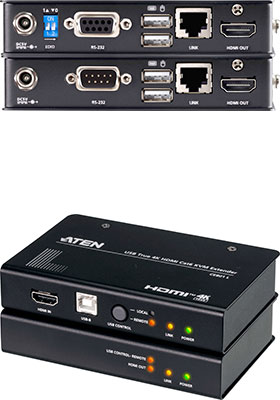 КВМ улинитель Aten USB True 4K HDMCat 6 4K @ 70 m / FHD @ 100 m/ USB True 4K HDMCat 6 KVM Extender 4K @ 70 m / FHD @ 100 m CE801