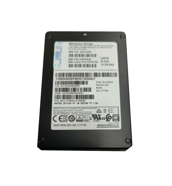 SSD диск3.84TB 12 Gb SAS 2.5 Inch Flash Drive 02PX542/02YC039