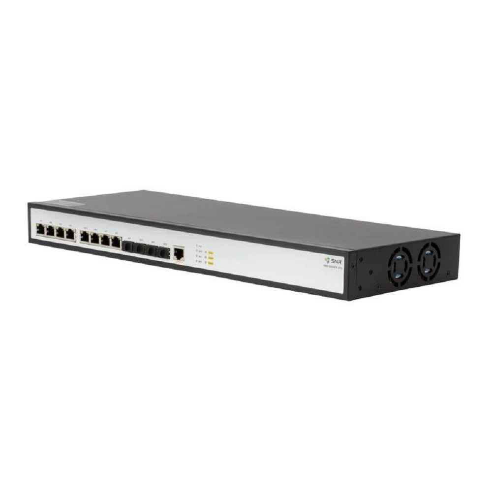SNR SNR-S5310X-8TX-UPS Управляемый коммутатор уровня 2+, 8 портов 1/2.5/5/10GBASE-T, 4 порта 1/10G SFP+ встроенный БП ~220V AC, разъем для АКБ 12V с возможностью заряда