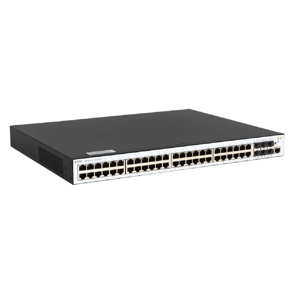 SNR SNR-S5311G-48TX-POE-2AC Управляемый PoE коммутатор уровня 2+, 48 портов 10/100/1000Base-T, 6 портов 1/10G SFP+, бюджет PoE 380/760 W в зависимости от кол-ва установленных блоков питания
