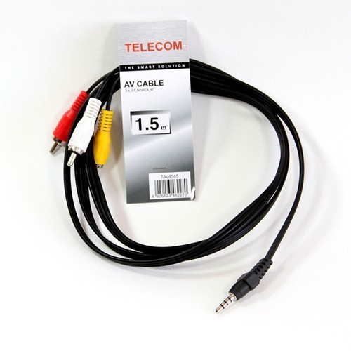 TAV4545-1.5M Кабель аудио mini Jack 3.5mm (M) -> 3 RCA "тюльпана",  1.5m, Telecom (TAV4545-1.5M)