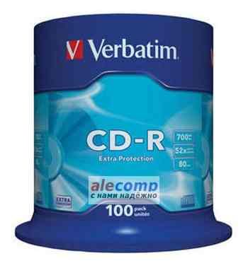43411 Диск CD-R Verbatim 700Mb 52x, 100 шт., Extra Protection, Spindle (43411)
